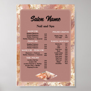 Poster Liste de prix du Salon de Beauté Onglerie Marble