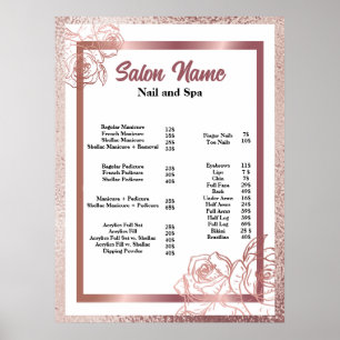 Poster Liste de prix du salon de beauté pour ongles Pink 