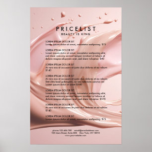 Poster Liste de Prix du Salon de Beauté Rose Blush Affich