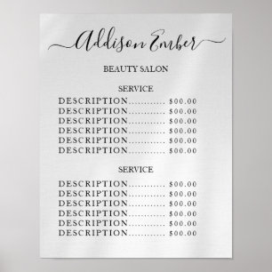 Poster Liste de Prix du Salon de Beauté Vintage