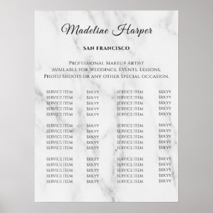 Poster Liste de Prix du Salon de Beauté Vintage