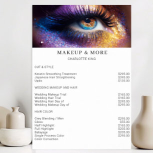 Poster Liste de prix du salon de photo de maquillage mode