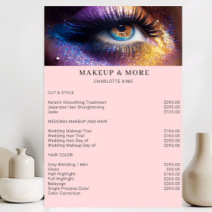 Poster Liste de prix du salon de photo de maquillage mode