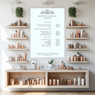 Poster Liste de prix élégante, royale, bleu clair