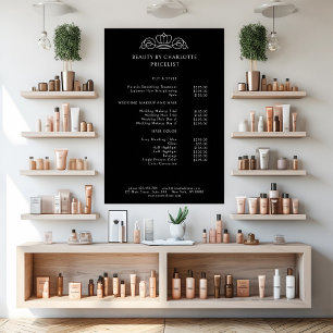 Poster Liste de prix élégante, royale, noire