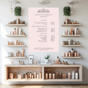 Poster Liste de prix élégante, royale, rose clair