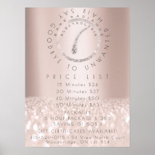 Poster Liste de prix Épilation définitive Rose Beauty1