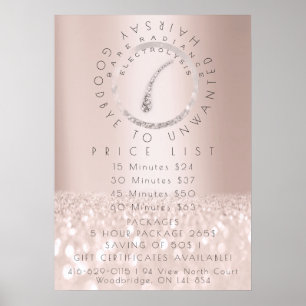 Poster Liste de prix Épilation Électrolyse Rose Beauty2