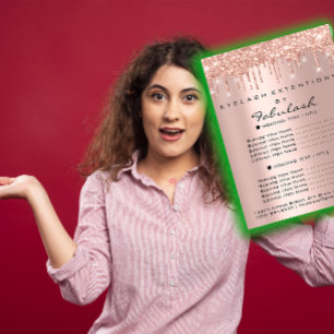 Poster Liste de prix Eyelash Extension Maquillage Artist