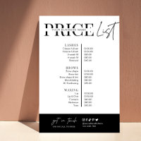 Liste de prix minimaliste pour les entreprises noi