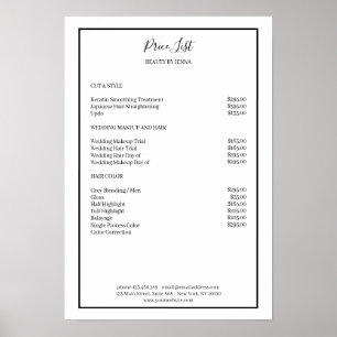 Poster Liste de prix noir blanc simple