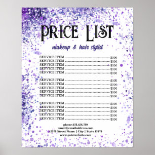 Poster Liste de prix Purple Sparkle pour les professionne