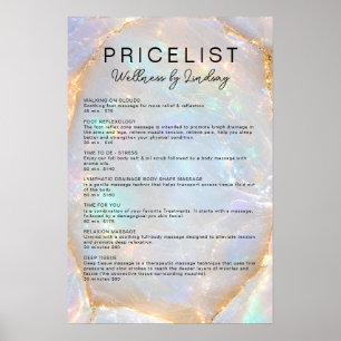 Poster Liste de Prix Salon de Marbre Holographique Opale