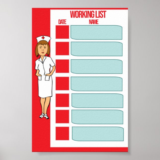 Poster liste de travail Médicale (Devant)