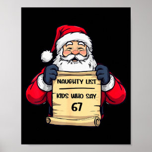Poster Liste des enfants vilains du Père Noël drôle qui d