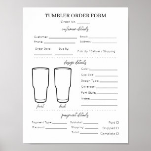 Poster Liste des formulaires de commande de la coupe de t