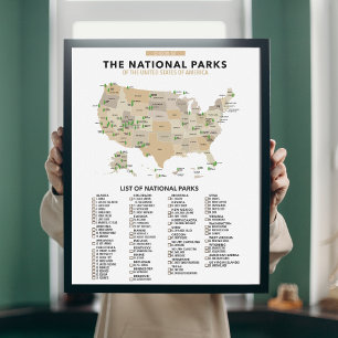 Poster Liste des parcs nationaux des États-Unis
