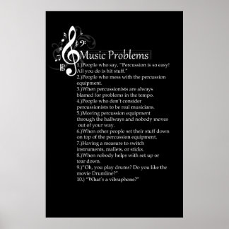 Poster Liste des problèmes de percussion