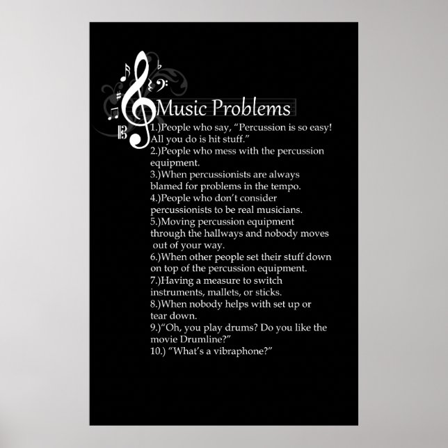 Poster Liste des problèmes de percussion (Devant)