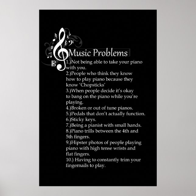 Poster Liste des problèmes de piano (Devant)