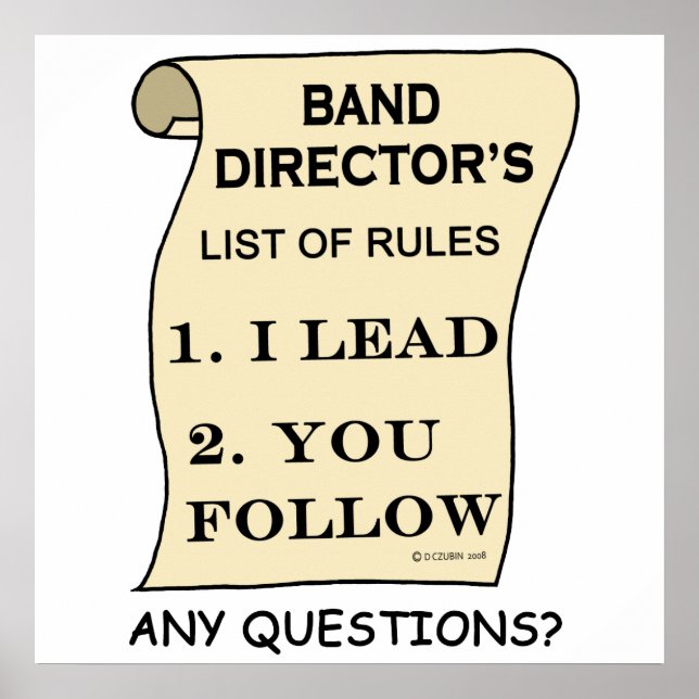 Poster Liste des règles du directeur de bande (Devant)
