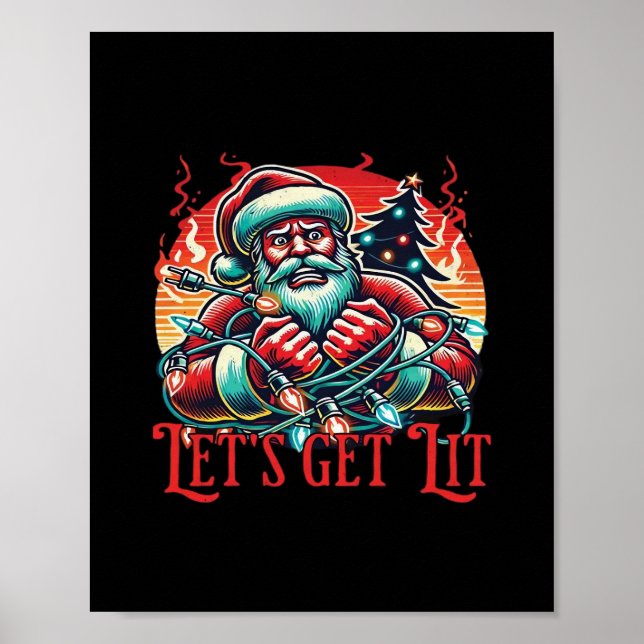 Poster Lit Père Noël Vibe de Noël classique (Devant)