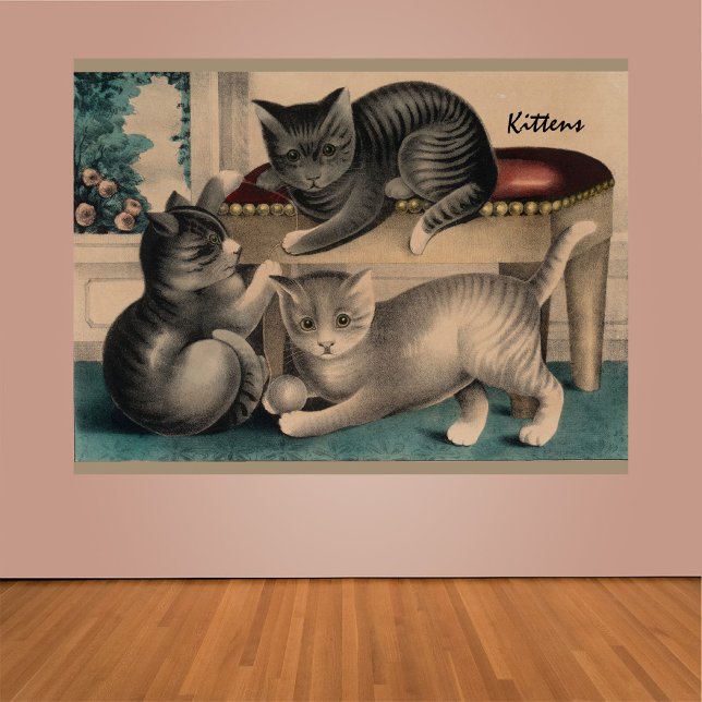 Poster Lithographe vintage Adorable Kittens (Créateur téléchargé)
