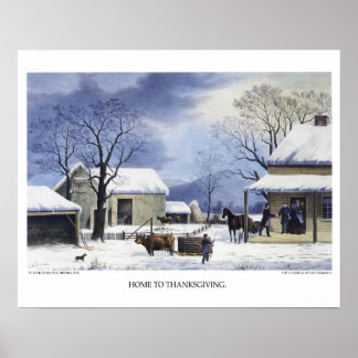 Poster Lithographie de Currier & Ives : Accueil de Thanks