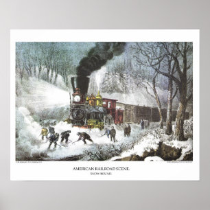 Poster Lithographie de Currier & Ives : La scène ferrovia