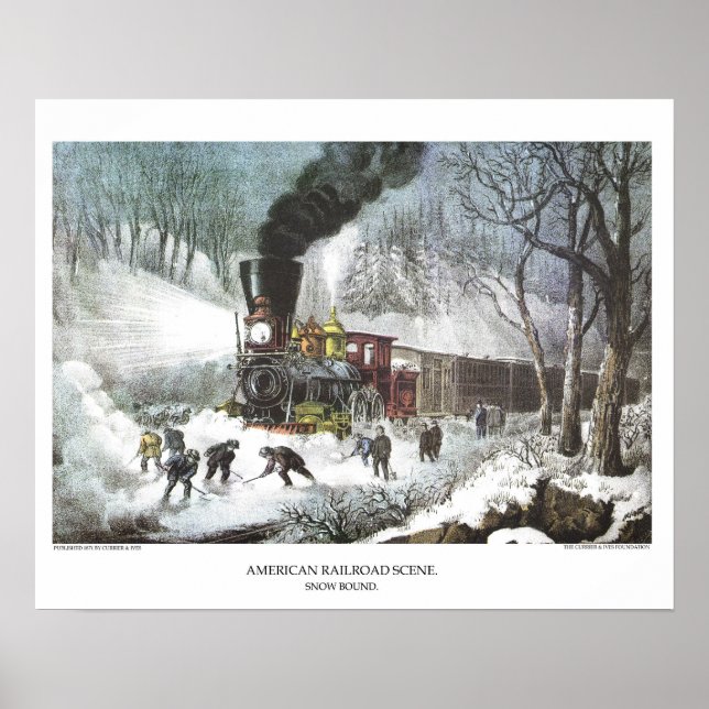 Poster Lithographie de Currier & Ives : La scène ferrovia (Devant)