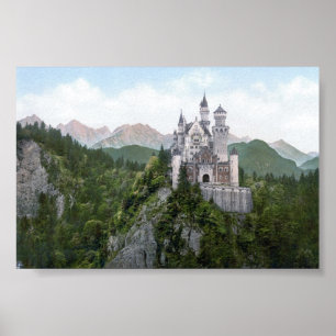 Poster Lithographie du château de Neuschwanstein