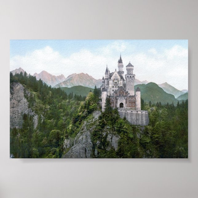 Poster Lithographie du château de Neuschwanstein (Devant)