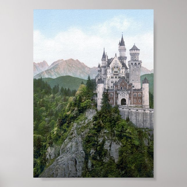 Poster Lithographie du château de Neuschwanstein (Devant)