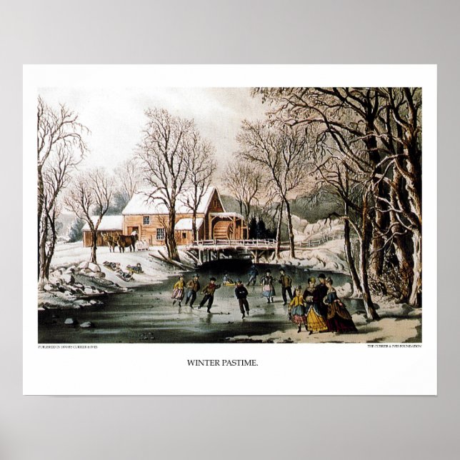 Poster Lithographie du Courrier et des Ives : Temps d'hiv (Devant)