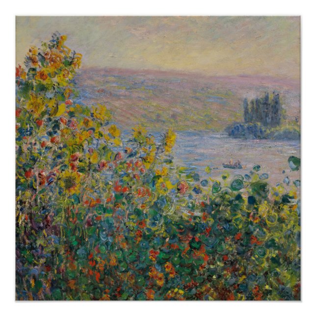 Poster Lits à fleurs à Vétheuil - Claude Monet (Devant)