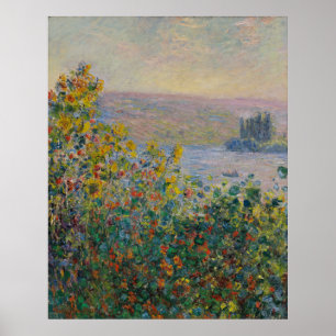 Poster Lits de fleurs à Vetheuil par Claude Monet