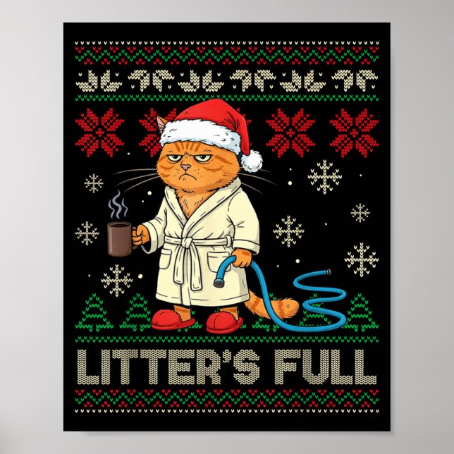 Poster Litter’s Full Funny Cat Lovers Ugly Christmas Swea (Devant)