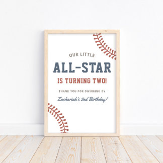 Poster Little All-Star Baseball Boys 2e fête d'anniversai