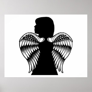 Poster Little Angel girl Child Silhouette Fantasy art 