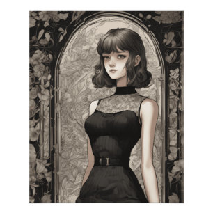 Poster Little Black Dress Dream - Manga Art Vintage