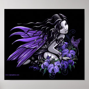 Poster "Little Blue" Violet Papillon Fleur Poster