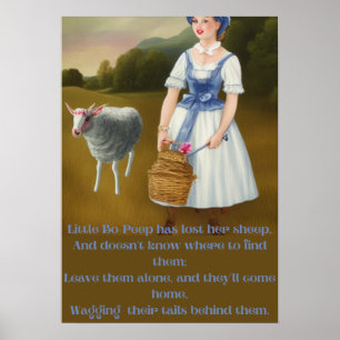 Poster Little bo- peep a perdu son mouton amusant mignon