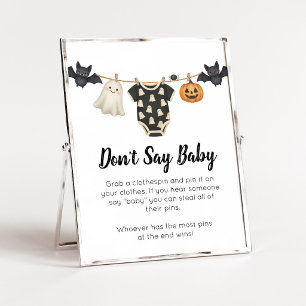 Poster Little Boo Corde à Linge Panneau Interdit de Dire