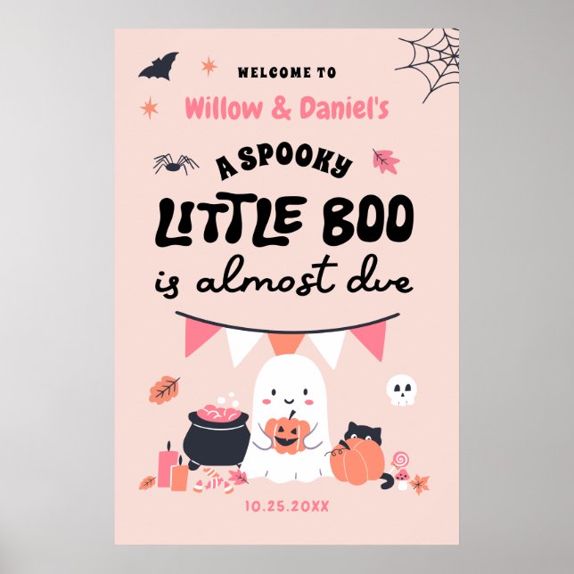Poster Little Boo est presque dû Baby shower d'Halloween (Devant)