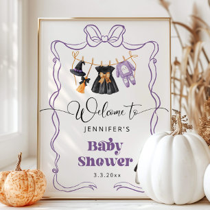 Poster Little Boo is Due Baby shower de linge Bienvenue