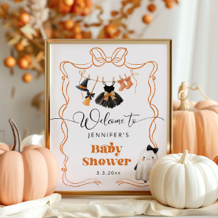 Poster Little Boo is Due Baby shower de linge Bienvenue