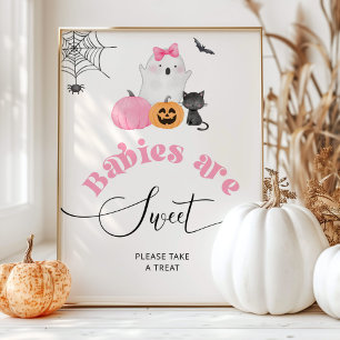 Poster Little Boo rose fantôme Halloween Les bébés sont d