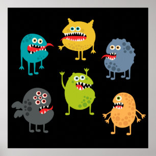 Poster Little cute funny monsters