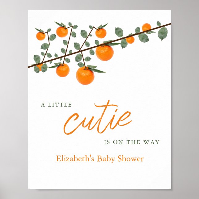 Poster Little Cutie Orange Baby shower neutre de genre (Devant)