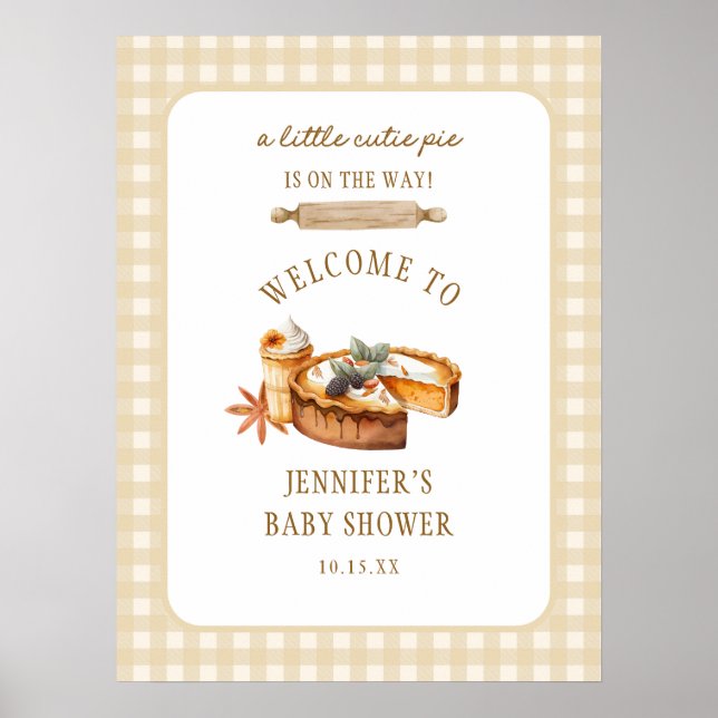Poster Little Cutie Pie Est Sur Le Chemin Baby shower Bie (Devant)